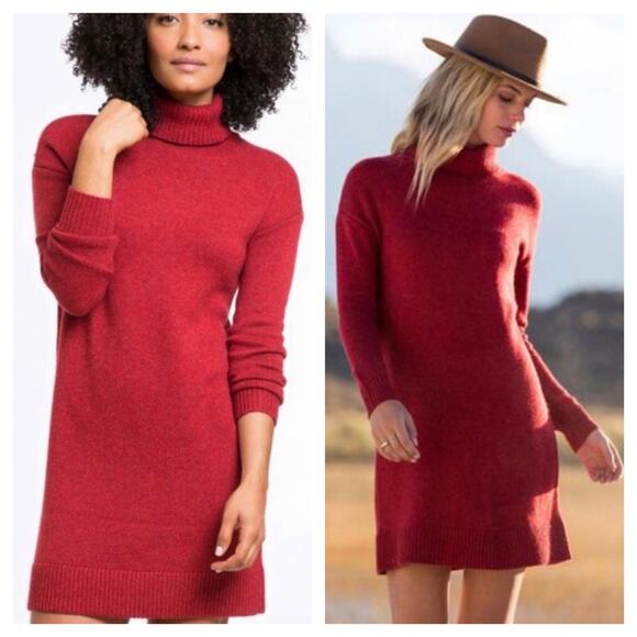 Marine Layer Red Turtleneck Sweater Dress Size XS Wool Cashmere Knit Cozy Chic - Picture 1 of 12